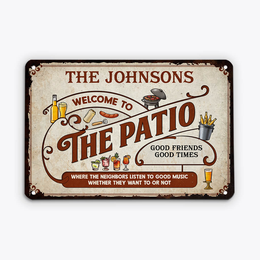 2633EUK1 welcome to backyard bar custom metal sign for family