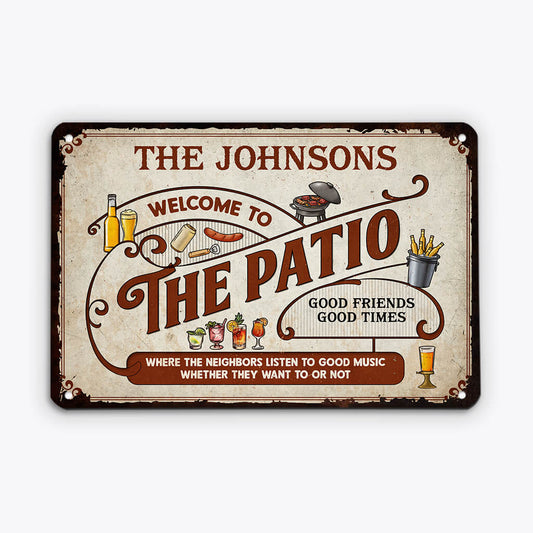 2633EUK1 welcome to backyard bar custom metal sign for family