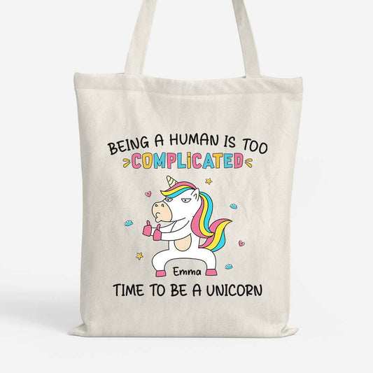 2637BUK1 time to be a unicorn personalised tote bags uk for kids