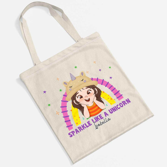 2638BUK2 sparkle like a unicorn tote bag personalised for kids