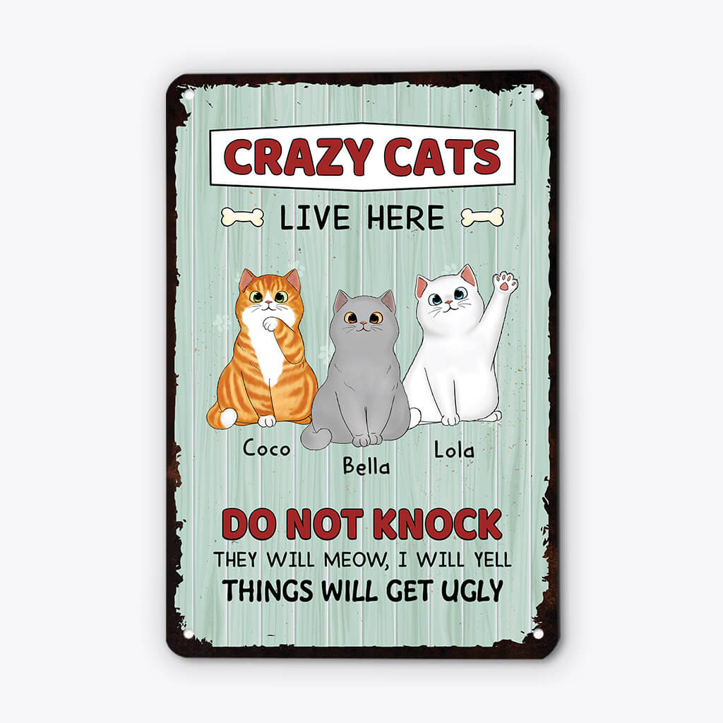 2642EUK1 crazy cats live here do not knock custom metal sign for cat lovers_b33097e9 c4d6 45bc 8b55 4cd8b6308347