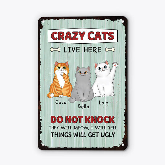 2642EUK1 crazy cats live here do not knock custom metal sign for cat lovers_b33097e9 c4d6 45bc 8b55 4cd8b6308347
