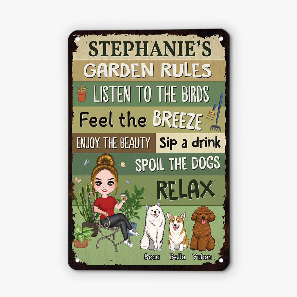 2643EUK1 females garden rules custom metal sign printing for dog lovers_c2871ef8 55e8 4208 b7c3 6db146da251b