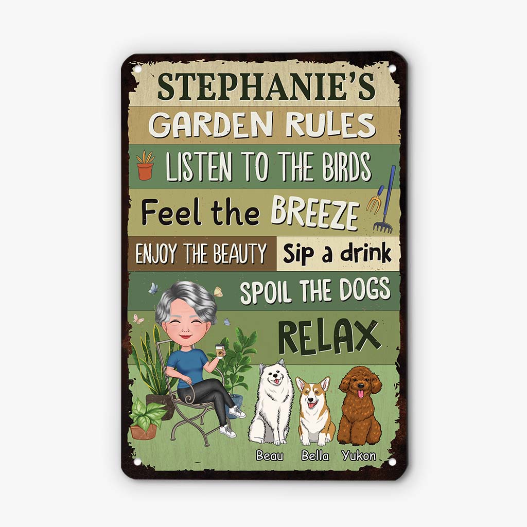 2643EUK2 females garden rules custom metal sign printing for dog lovers_b2c6ee10 d34e 4ad3 a9c6 e863047b40ae