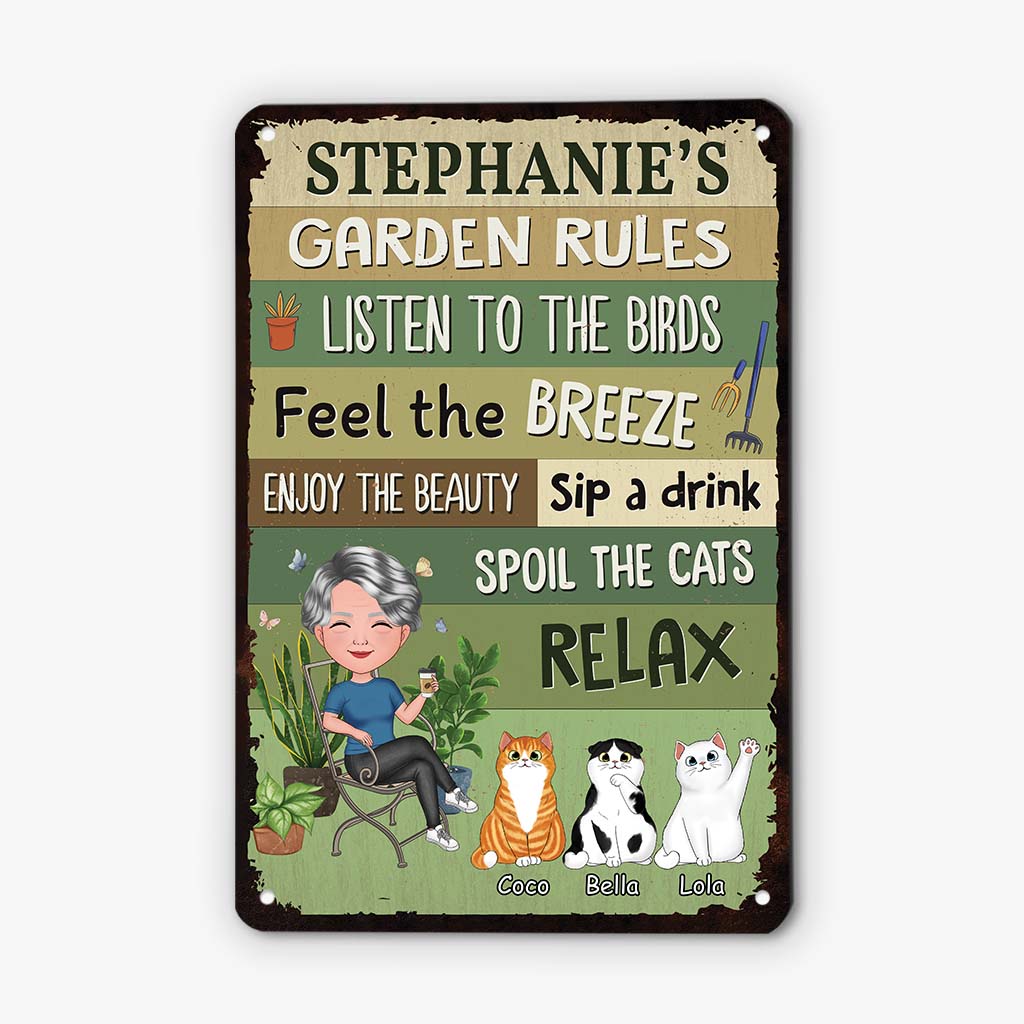 2643EUK2 females garden rules custom metal signs uk for cat lovers_3b6a9239 9ce4 41e3 9ce8 e7eb91c874ed