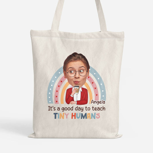 2652UK1 its a good day to teach tiny humans custom printed canvas bags