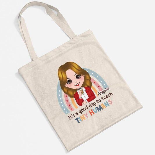 2652UK2 its a good day to teach tiny humans custom printed canvas bags