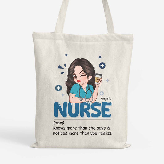2656BUK1 nurse knows more than she says custom tote bags for her
