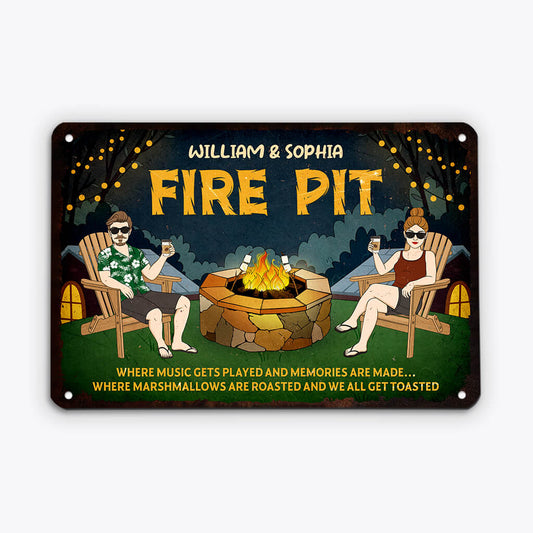 2665EUK1 fire pit funny custom design metal signs for couple