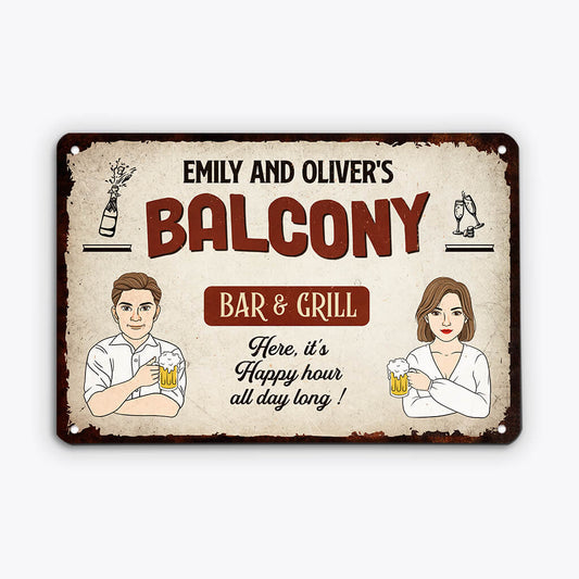 2673EUK1 bar grill happy hour all day long custom design metal signs