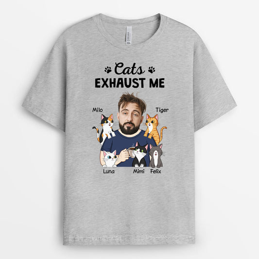 2706AUK1 cats exhaust me funny personalised t shirt for cat lovers