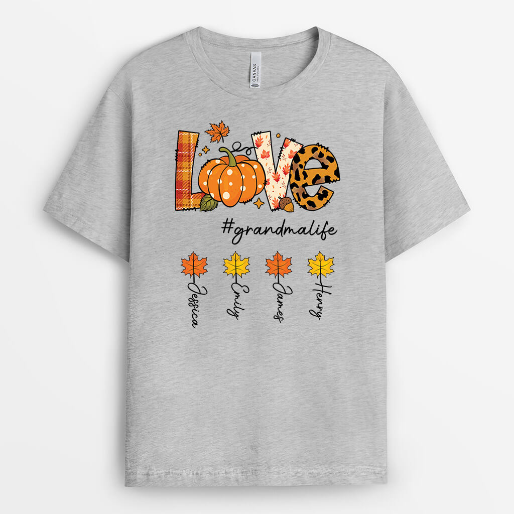 2707AUK1 love grandma life maple leaves customised t shirts autumn gifts for her