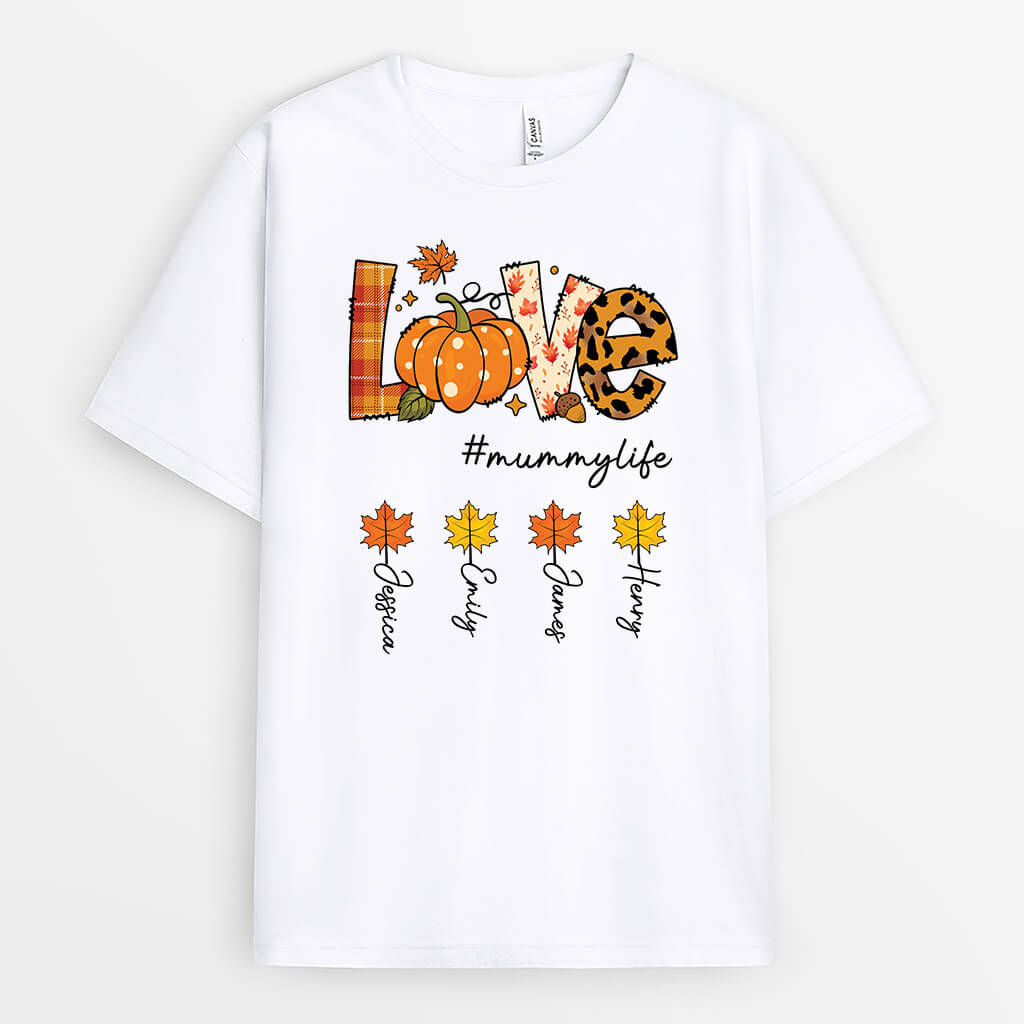 2707AUK2 love grandma life maple leaves customised t shirts autumn gifts for her