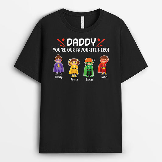 2718AUK1 daddy grandad youre our favourite hero customised t shirt for men