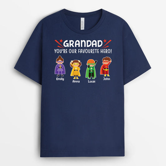 2718AUK2 daddy grandad youre our favourite hero customised t shirt for men