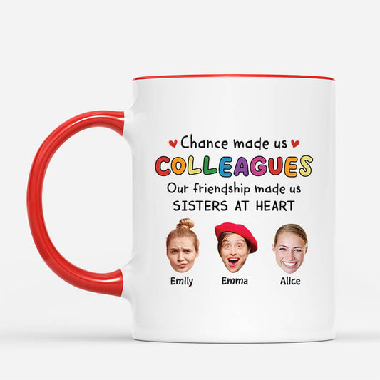 2727MUK2 chance made us colleagues our friendship made us brothers at heart customised mug with faces