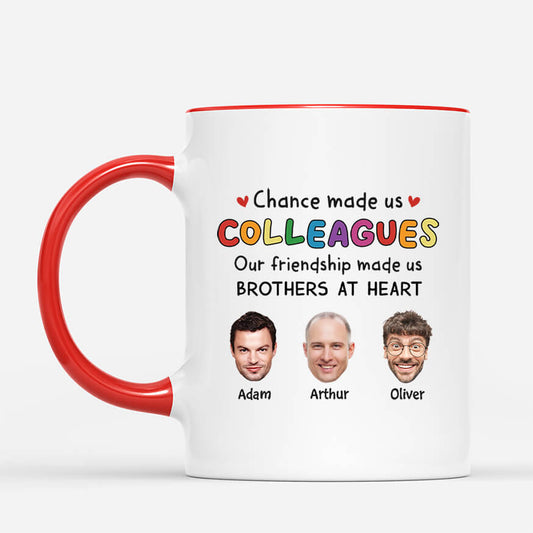 2727MUK2 chance made us colleagues our friendship made us sisters at heart custom mug with faces