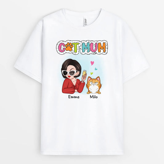 2732AUK1 cat mum cat sis t shirt personalised gifts for cat lovers