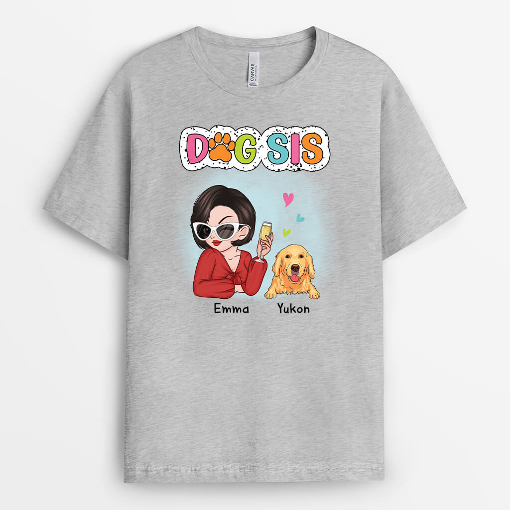 2732AUK2 dog mum dog sis t shirt personalised dog gifts for dog lovers