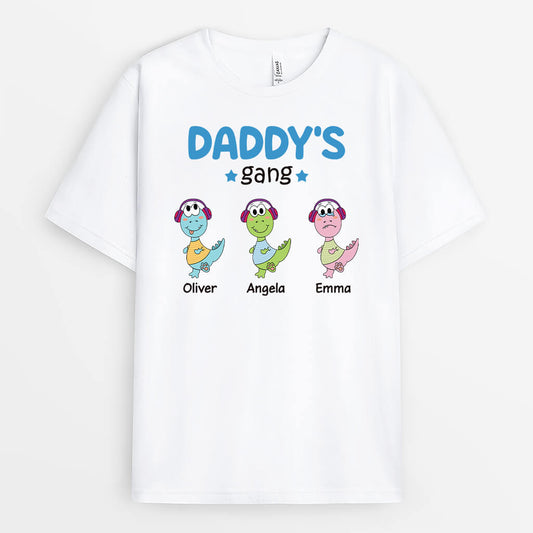 2736UK1 daddys gang dinosaurs personalised tee shirts uk for men