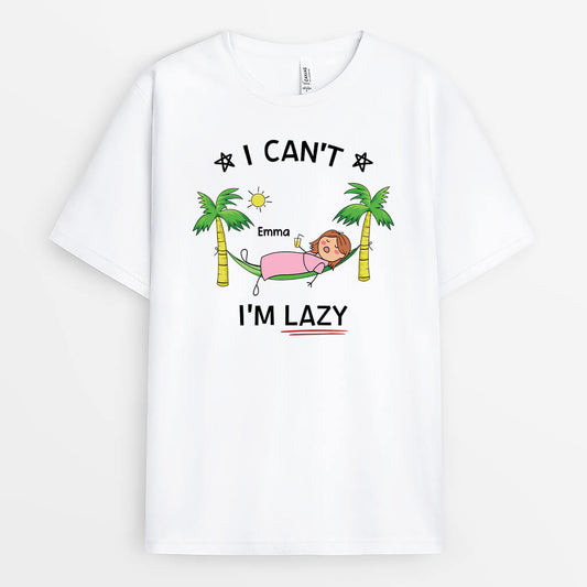 2737AUK1 i cant im lazy custom t shirt uk for women
