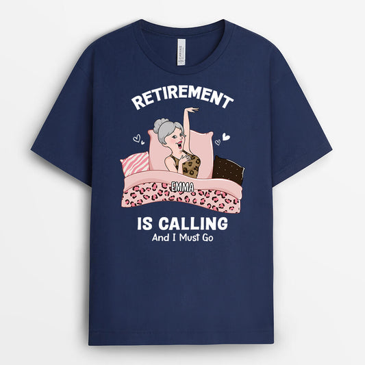 2751AUK2 retirement is calling and i must go t shirt personalised retirement gifts for him