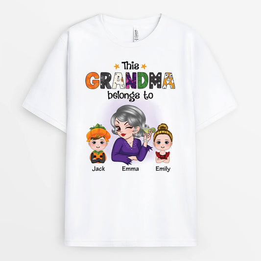 2753AUK1 grandma mummy belongs to t shirt customised autumn themed gifts