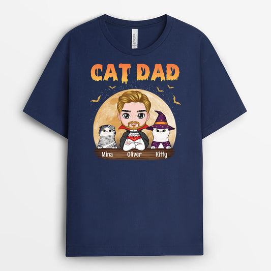 2777AUK2 halloween cat dad t shirt personalised cat inspired gifts