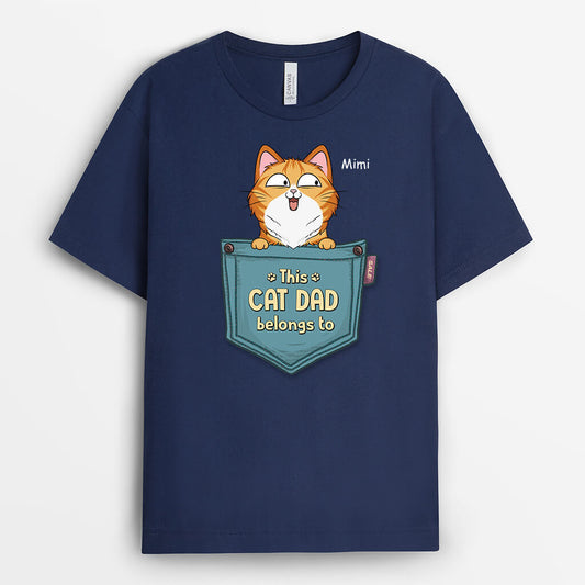 2816AUK2 this cat dad belongs to t shirt personalised cat lover present ideas