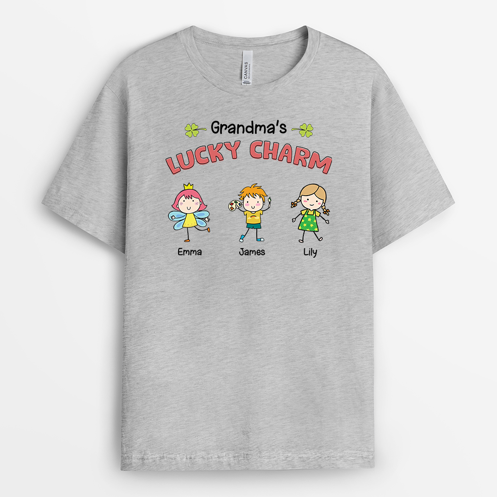 2821AUK2 mummys lucky charm t shirt personalised gifts for grandma