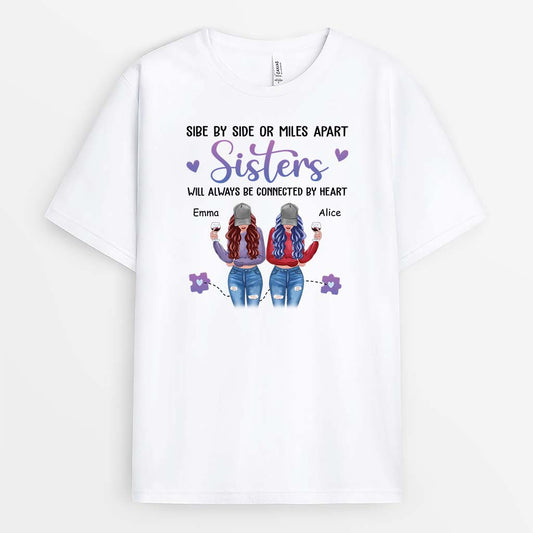 2822AUK1 side by side or miles apart t shirt personalised gifts for siblings