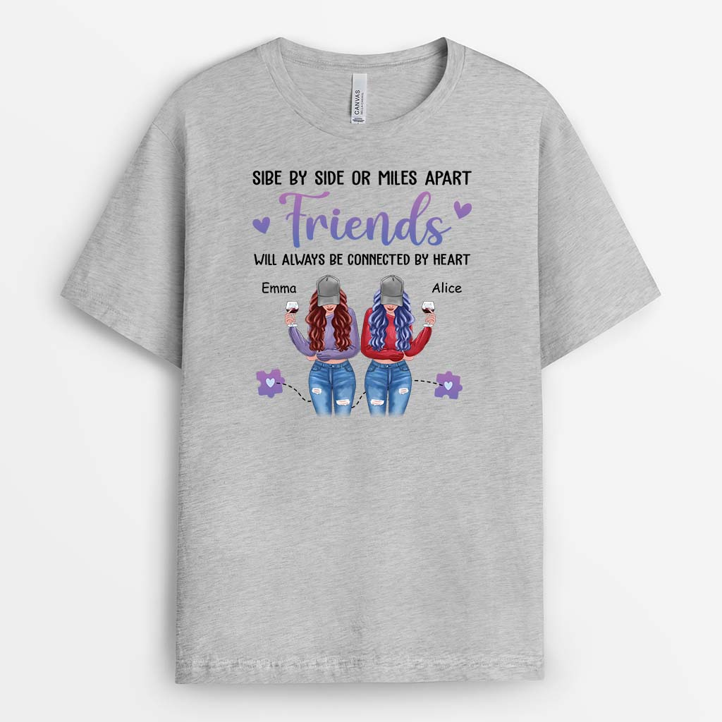 2822AUK2 side by side or miles apart t shirt personalised gifts for siblings