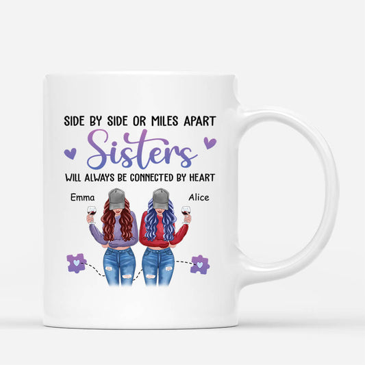 2822MUK1 side by side or miles apart mug personalised gifts for besties