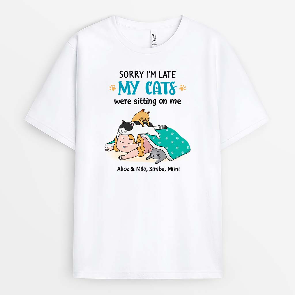 2827AUK1 sorry im late cat personalised t shirt