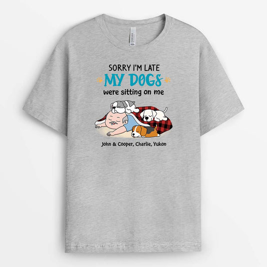 2827AUK2 sorry im late dog personalised t shirts uk