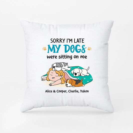 2827PUK1 sorry im late pillow funny personalised dog gifts for owners