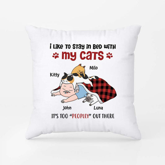 2835PUK2 i like to stay in bed with my cat pillow personalised gifts for cat mom