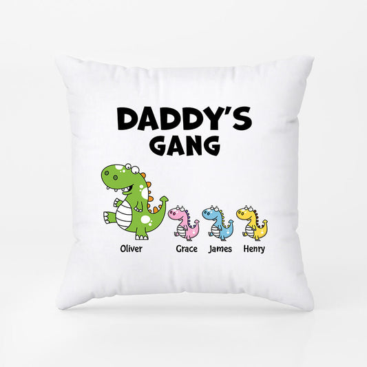 2837PUK1 dinosaur daddys gang pillow personalised gifts for dad