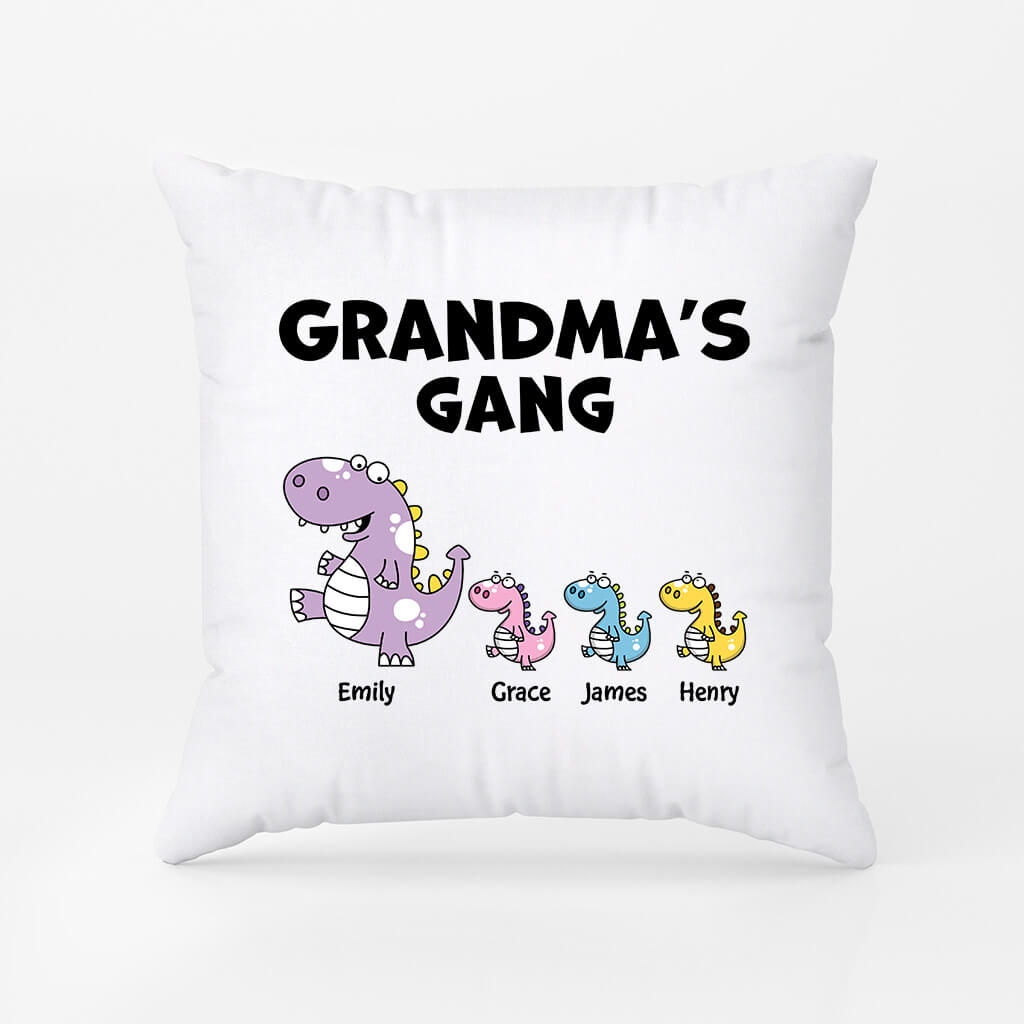 2837PUK2 dinosaur daddys gang pillow personalised gifts for dad