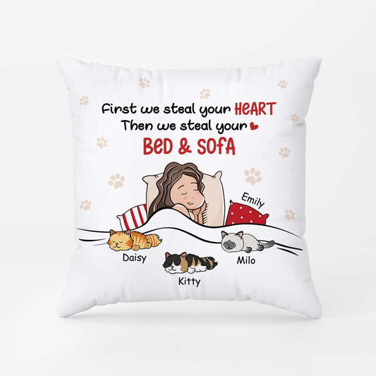 2843PUK1 first i steal your heart pillow personalised funny gifts for cat lovers uk