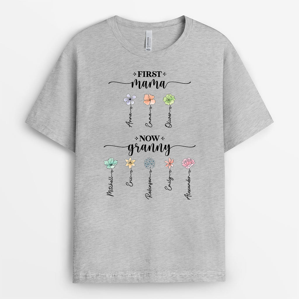 2851AUK2 first mummy now grandma t shirt personalised present ideas for grandma mum