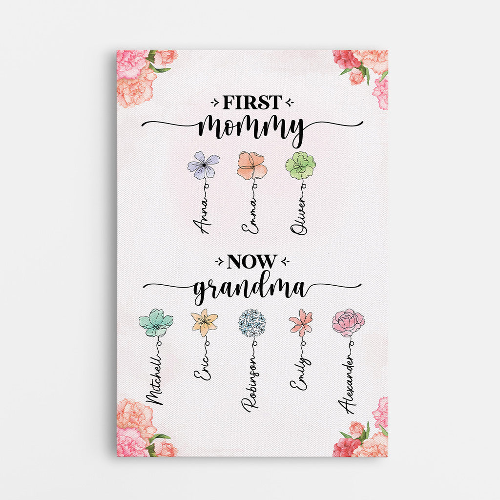 2851CUS1 personalized grandma gifts first mommy now grandma canvas 2851C5I5A