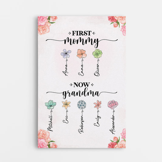 2851CUS1 personalized grandma gifts first mommy now grandma canvas 2851C5I5A