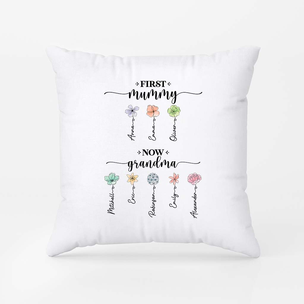 2851PUK1 first mummy now grandma pillow personalised gifts for grandma mum