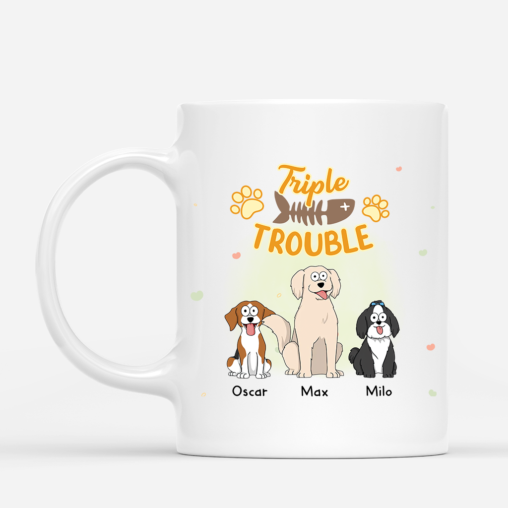2852MUS1 personalized dog gifts for humans triple trouble dog mug 2852M5Z8C