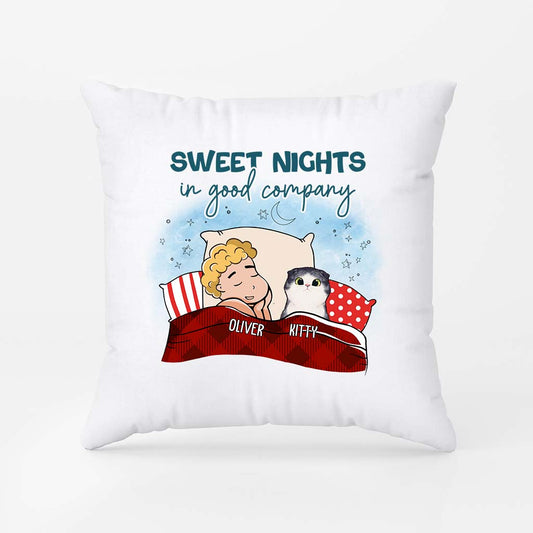 2859PUK2 sweet nights in good company pillow personalised gifts for cat owners