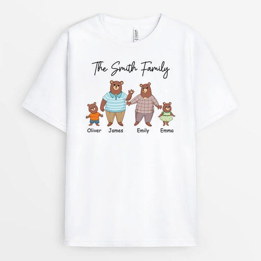 2863AUK1 the smith family bear t shirt personalised presents for parents