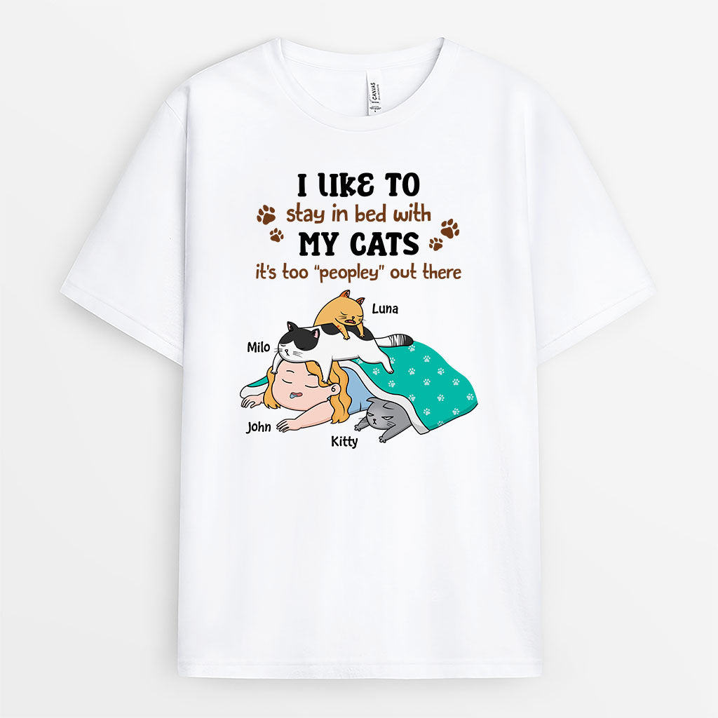 2881AUK1 i like to stay in my bed with my cats t shirt personalised gifts for cat owners