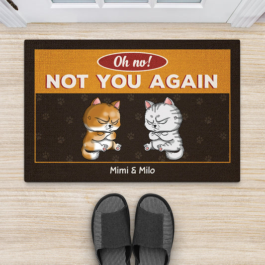 2891DUK2 oh no_ not you again funny personalised cat doormat uk