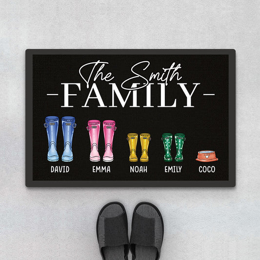 2896DUK1 family boots multi name doormat custom gift ideas for parents
